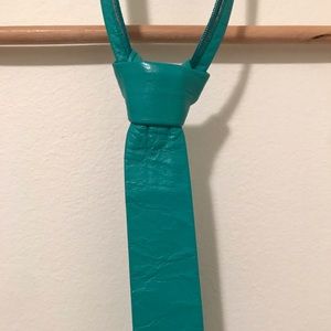Mint green leather zipper tie.